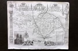 Moule C1840 Antique British County Map. Yorkshire North Riding