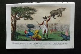 Munchausen & Cruikshank 1877 HC Satire Print. Combat between Baron & Nareskin