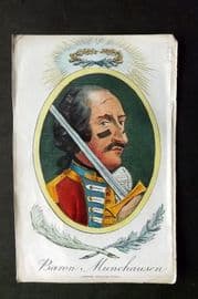 Munchausen & Cruikshank 1877 HC Satire Print. Portrait of Baron Munchausen