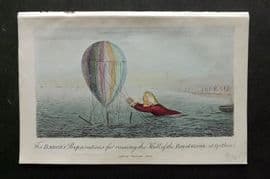 Munchausen & Cruikshank 1877 HC Satire Print. Raising the Hull, Spithead Balloon