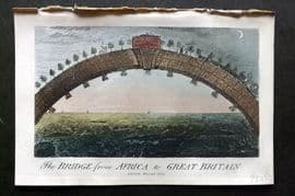 Munchausen & Cruikshank 1877 HC Satire. The Bridge from Africa to Great Britain