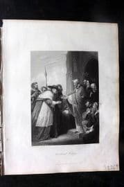 Payne 1844 Antique Portrait Print. Cardinal Wolsey