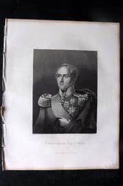 Payne 1844 Antique Portrait Print. Frederick Augustus, King of Saxony