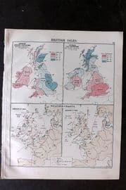 Philip 1908 Climate Map. British Isles Weather Charts, Isotherms