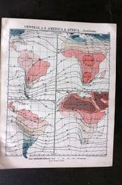 Philip 1908 Climate Map. Central & S. America & Africa - Isotherms