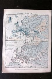 Philip 1908 Climate Map. Europe - Rainfall & Vegetation