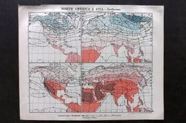 Philip 1908 Climate Map. North America & Asia - Isotherms