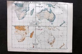 Philip 1908 Climate Map. South Africa & Australia - Vegetation & Population
