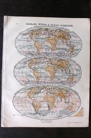 Philip 1908 Climate Map. World Isobars, Winds & Ocean Currents
