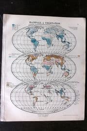 Philip 1908 Climate Map. World Rainfall & Vegetation