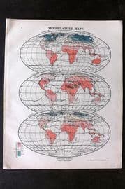 Philip 1908 Climate Map. World Temperature Maps, Isotherms