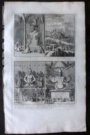 Picart 1728 Folio Antique Print. Confucius & China Japan Idols, Tartary King