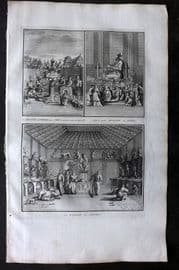 Picart 1728 Folio Antique Print. Cree, Xaca Japan Idols and Monkey Pagoda