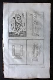 Picart 1728 Folio Antique Print. Darma, Biosju. Japan