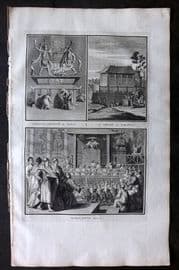 Picart 1728 Folio Antique Print. Japan Idols and Preacher