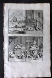 Picart 1728 Folio Antique Print. Japan Idols & Pagoda