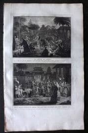 Picart 1728 Folio Antique Print. Japan Sumarais and Ceremonies