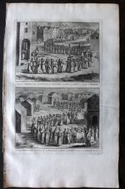 Picart 1728 Folio Antique Print. Java Marriage Ceremony, Indonesia East Indies