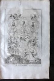 Picart 1728 Folio Antique Print. Le Dieux des Chinois. China