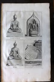 Picart 1728 Folio Antique Print. Sommonacodom, Autre. Buddhist Gods. Siam