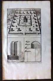 Picart 1728 Folio Antique Print. Talapoins, Pagoda, Parasol. Siam Thailand