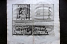Picart 1728 LG Folio Antique Print. Sommonacodom, Barkalam Temple. Siam