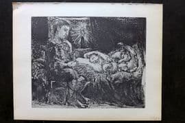 Picasso Vollard 1956 Print. Boy Watching over Sleeping Woman by Candlelight 26