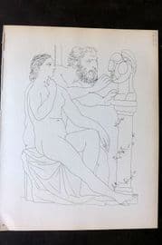 Picasso Vollard 1956 Print. Seated Model & Sculptor Studying Sculptured Head 38