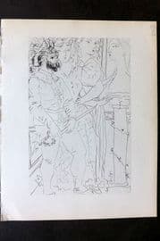 Picasso Vollard 1956 Three Costumed Figures Viewing a Sculptured Bust 77