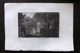 Polehampton 1823 Antique Print Commencement of the Earthquake at Messina Sicily