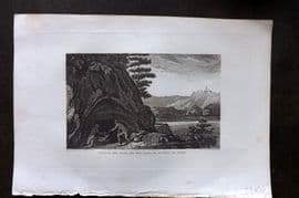Polehampton 1823 Antique Print. Grotto del Cane on the Lake of Agnano in Italy