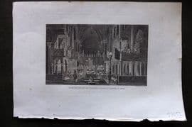 Polehampton 1823 Antique Print. Interior View of the Church at Salerno Italy