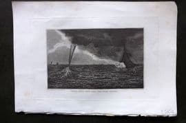 Polehampton 1823 Antique Print. Water Spout near the Lipari Islands, Italy