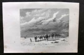 Pouchet 1874 Antique Print. The Desert - A Caravan Assailed by the Khamsin