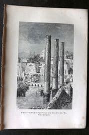 Pouchet 1874 Print. Ruins of the Temple of Jupiter Serapis, Bay of Baiae Italy