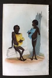 Prichard 1848 Hand Col Print. Australians of King Georges Sound. Aborigines