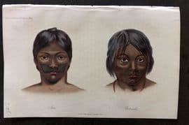 Prichard 1848 Hand Col Print. Botocoudos; Juri.  Brasilio-Guarani. Brazil 44