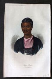 Prichard 1848 Hand Col Print. Portrait of Ben Rattun, a Brahman. India 06