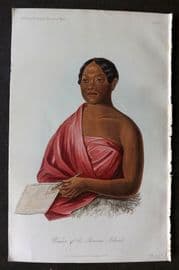 Prichard 1848 Hand Col Print. Woman of the Samoan Islands, Pacific 27A