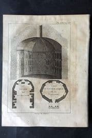 Psalmanazar & Sale C1770 Antique Print Basilique de la Daurade, Toulouse France