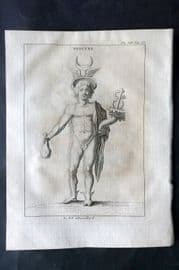 Psalmanazar & Sale C1770 Antique Print Scultpure Portrait of Mercury when young