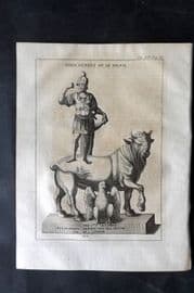 Psalmanazar & Sale C1770 Antique Print. Sculpture Portrait of Jupiter Dolichenus