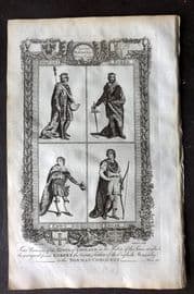 Raymond 1787 Folio Portrait Print. King Edmund, Edred, Edwy, Edgar