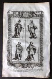 Raymond 1787 Folio Portrait Print. King Egbert, Ethelwolf, Ethelbald, Ethelbert