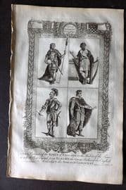 Raymond 1787 Folio Portrait Print. King Ethelred, Alfred, Drward, Athelstan