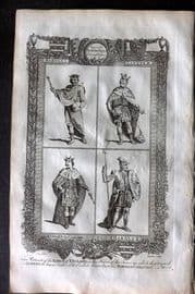 Raymond 1787 Print. King Harold I, Canute II, Edward the Confessor, Harold II