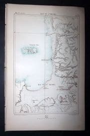 Reclus 1873 Antique Map. Bay of St. Michel, France