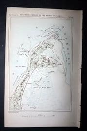 Reclus 1873 Antique Map. Defensive Works of the Pointe de Grave, France