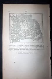 Reclus 1873 Antique Map. Forests of Transylvania, Romania