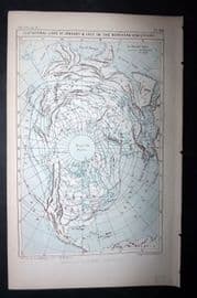 Reclus 1873 Antique Map. Isothermal Lines of the Northern Hemisphere